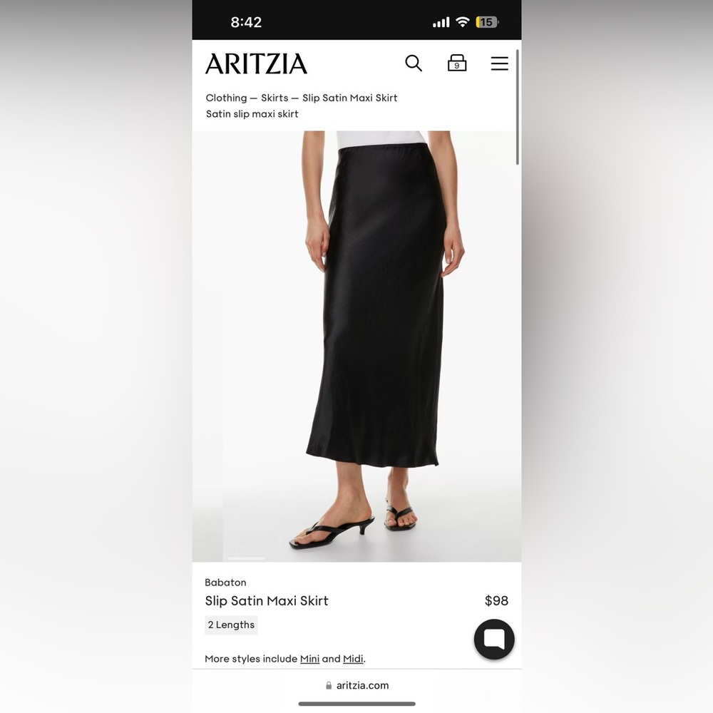 Aritzia black slip maxi